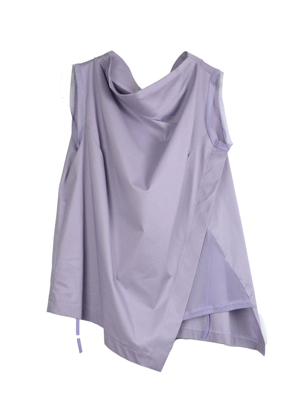 SLEEVELESS TOP WITH STANDING COLLAR - LAVENDER