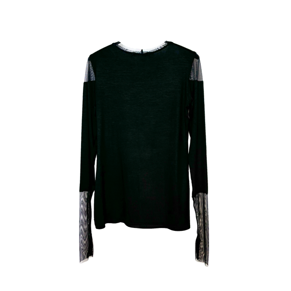 T-SHIRT EFFET MAILLE - NOIR