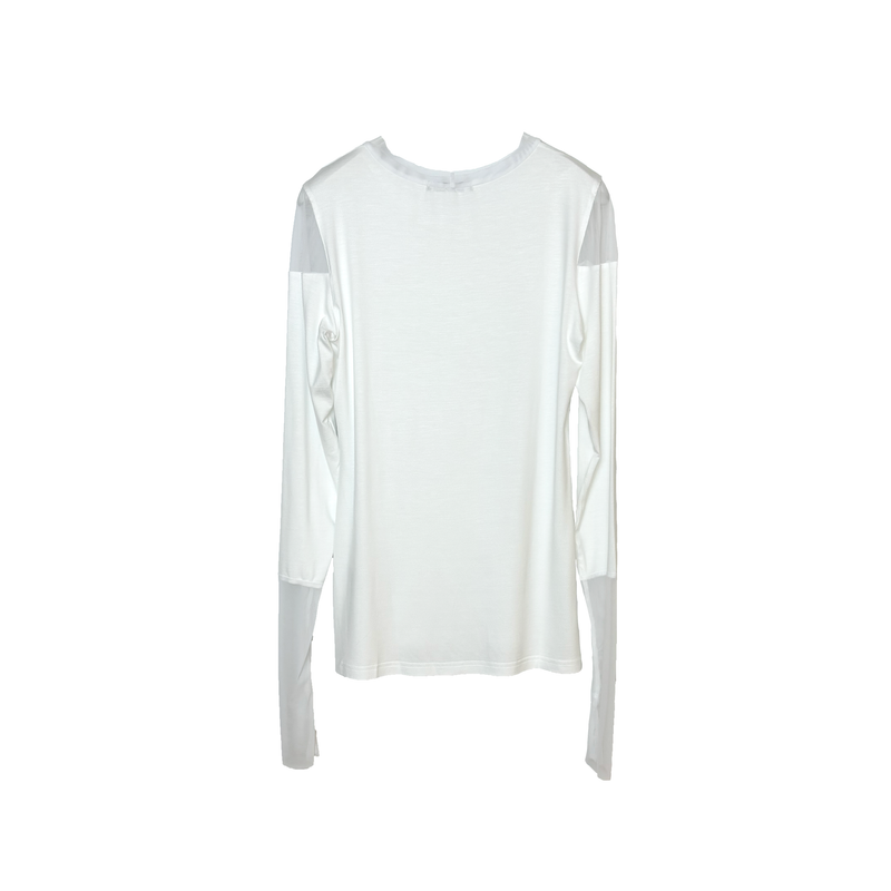 T-SHIRT EFFET MAILLE - BLANC