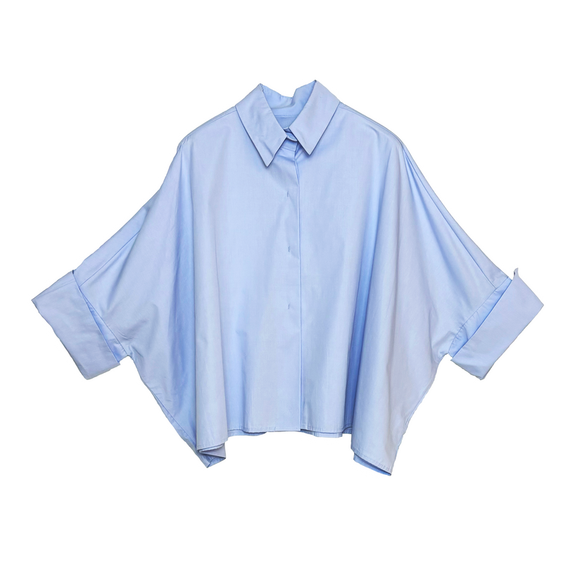 CHEMISE OVERSIZED "SQUARE" - BLEU CIEL