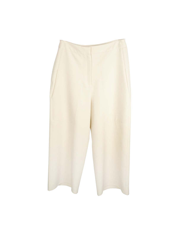 STRETCH CROPPED FLARED PANTS - CREAM