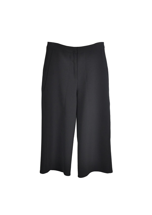 STRETCH CROPPED FLARED PANTS - BLACK